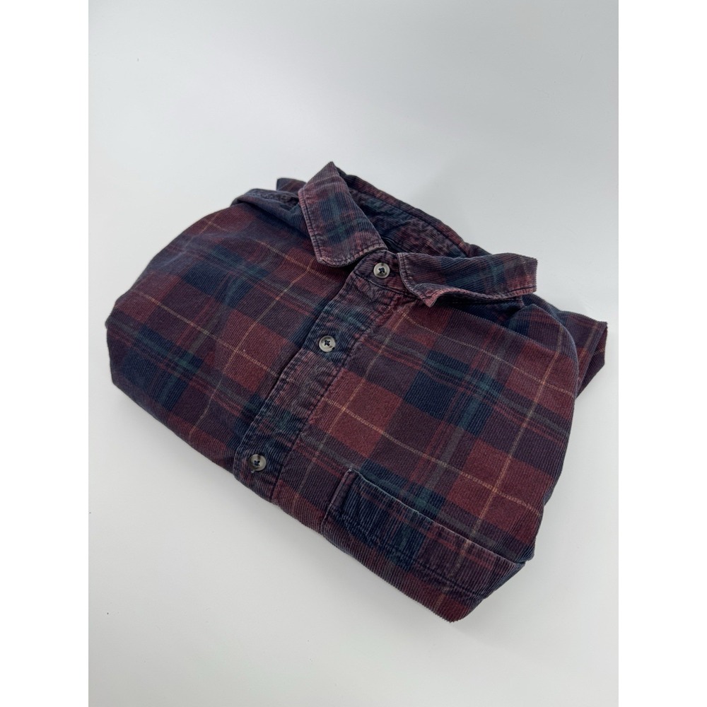 7 Diamonds Shirt Mens Xl Convoy Corduroy Button Up Blue Maroon Plaid Preppy‎